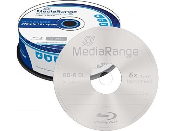 MediaRange BD-R DL 50 GB, Blu-ray - Roll 25 stk