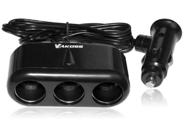 VAKOSS - Bilstrømadapter - 3 A - 3 utgangskontakter (automobile cigarette lighter)