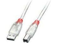 Lindy 41751, 0,5 m, USB A, USB B, USB 2.0, 0,48 Gbit/s, Läpinäkyvä