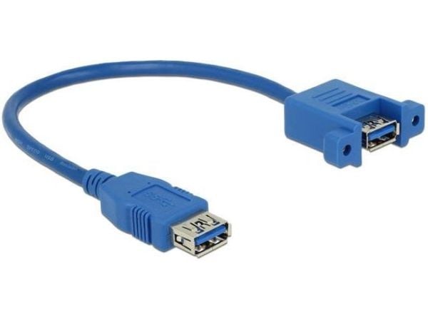 DeLOCK 0.25m 2xUSB3.0-A, 0,25 m, USB A, USB A, USB 3.2 Gen 1 (3.1 Gen 1), Naaras/naaras, Sininen