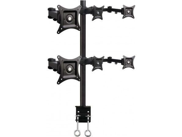 ART L-06 - Monteringssett (stang, monteringsadapter for dobbelt skrivebordsklemme, 6 VESA adapters, 6 leddarmer) - for 6 LCD-skjermer - aluminium, ...