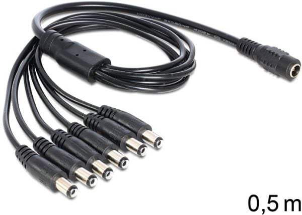 Delock - Strøm-splitter - DC jackstik 5,5 x 2,1 mm (han) til DC jackstik 5,5 x 2,1 mm (hun) - 50 cm