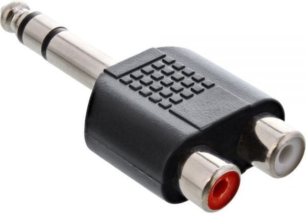 På linje? Lydadapter, 6,3 mm jackplugg til 2x RCA-kontakt, stereo (99323)
