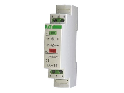 F&F signallampe strømforsyning tofarget LK-714 kontroll, 2xLED rød/grønn 5–10V 130–260V AC/DC LK-7145–10V