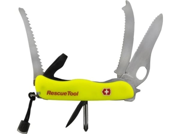 Victorinox Rescue Tool, Klappkniv med lås, Multiverktøyskniv, Spey point, Rustfritt stål, Polyamid, Gult