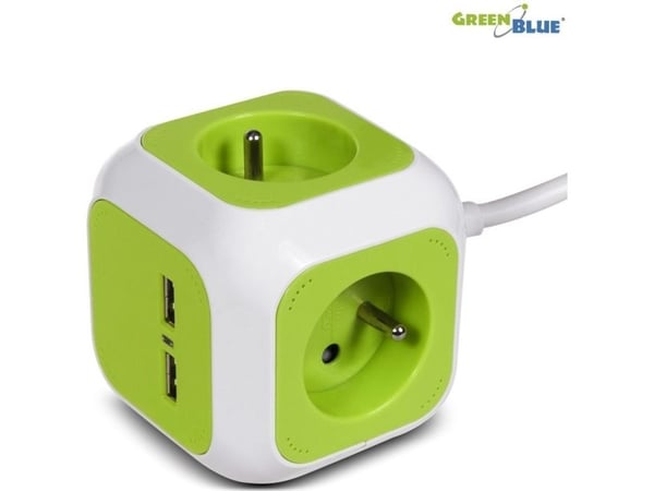 GreenBlue GB118 MagicCube nelinkertainen pistorasia, 2 USB-tuloa 1.4m