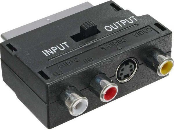 InLine 89953, SCART (21-pin), 3 x RCA + S-Video, Hankjønn, Hunkjønn, Sort, 28 g