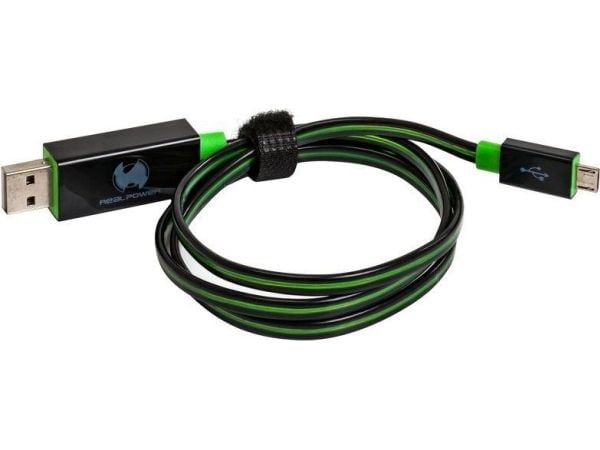 RealPower USB A/Micro-USB B 0.75m, 0,75 m, USB A, Micro-USB B, USB 2.0, Hankjønn/hankjønn, Sort, Grønn