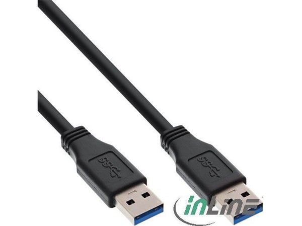 InLine 35205, 0,5 m, USB A, USB A, USB 3.2 Gen 1 (3.1 Gen 1), Hankjønn/hankjønn, Svart