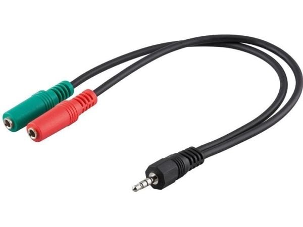 Goobay 50467, 3.5mm, Hankjønn, 2 x 3.5mm, Hunkjønn, 0,3 m, Sort, Grønn, Rød