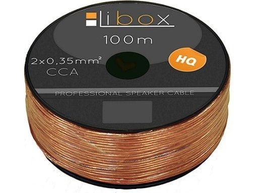 Libox Kabel glosnikowy 2×0,35mm LB0004, Kobberkledd aluminium (CCA), 100 m, Gjennomsiktig