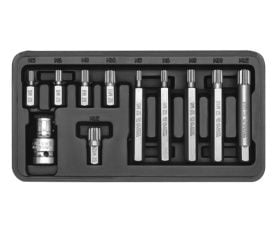 Yato YT-0415, 10 stykker, 12-spline flens, M10, M12, M5, M6, M8, Stål, 25,4 / 2 mm (1 / 2")