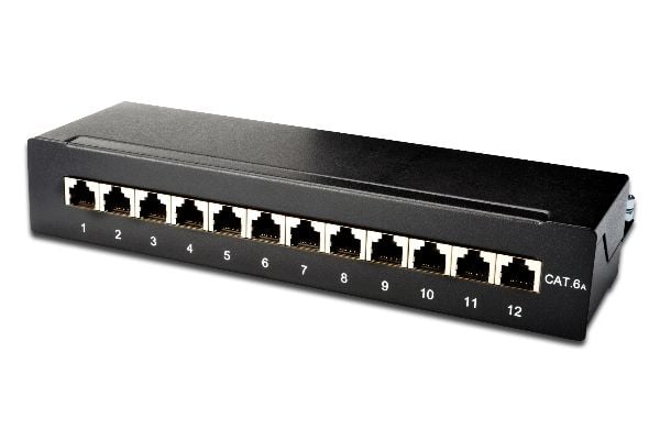 DIGITUS DN-91612SD-EA - Koblingspanel - CAT 6a - RJ-45 X 12 - svart - 1U