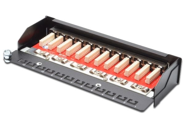 DIGITUS DN-91612SD-EA - Koblingspanel - CAT 6a - RJ-45 X 12 - svart - 1U