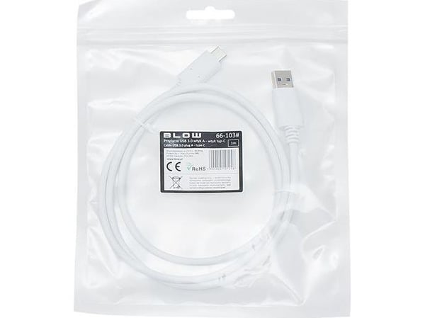 Blow USB-A USB-kaapeli - 1 m valkoinen (66-103#)