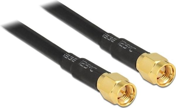 Delock - Antennekabel - SMA (hann) til SMA (hann) - 5 m - LMR-195 - svart