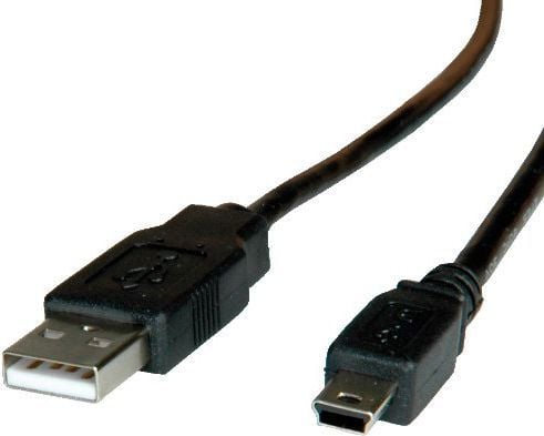 ROLINE 3m USB 2.0, 3 m, USB A, Mini-USB A, USB 2.0, Hankjønn/hankjønn, Sort