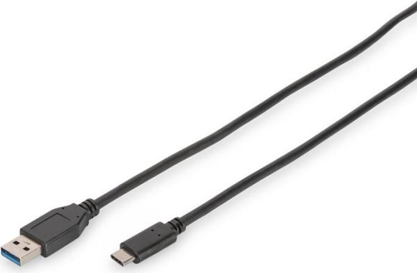 DIGITUS - USB-kaapeli - USB tyyppi A (uros) - USB-C (uros) - USB 3.1 - 1 m - muotoiltu - musta