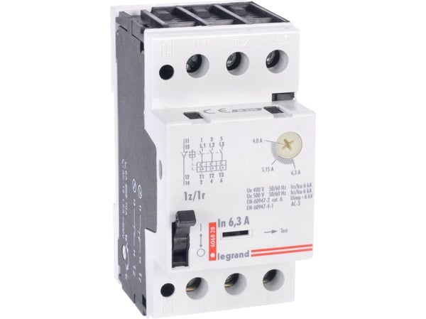 Legrand Moottorikatkaisija 3P 2.5kW 4-6.3A M250 1NO/1NC 6.3 606828