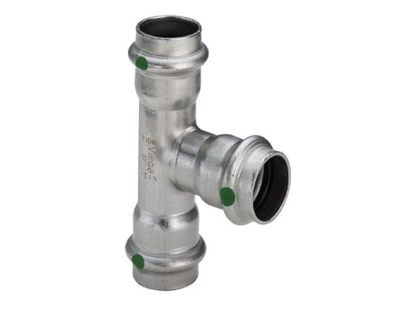 VIEGA Inox tee 28x15x28 mmINOX, rustfri stål, SC-Contur