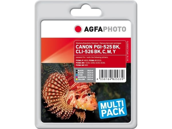AgfaPhoto - 5-pack - svart, gul, cyan, magenta - kompatibel - blekkpatron (alternativ for: Canon CLI-526BK, Canon CLI-526C, Canon CLI-526M, Canon C...
