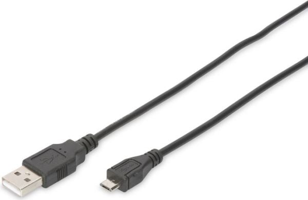DIGITUS - USB-kaapeli - USB (uros) - Micro-USB Type B (uros) - USB 2.0 - 1,8 m - muotoiltu - musta