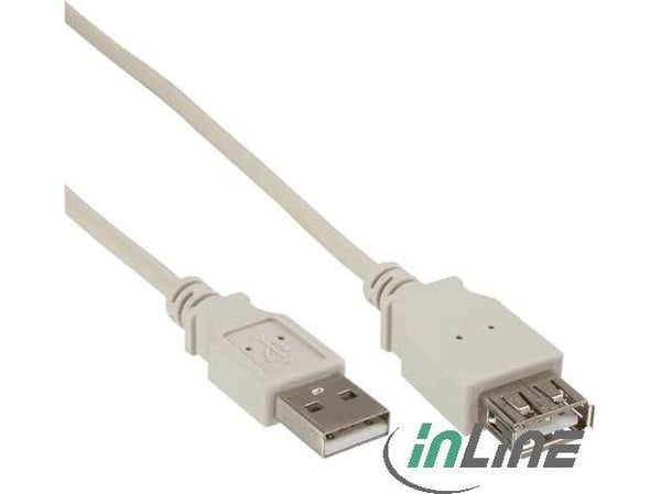 InLine - USB-förlängningskabel - USB typ A, 4-polig (M) - USB typ A, 4-polig (W) - 1 m - beige (34610X)