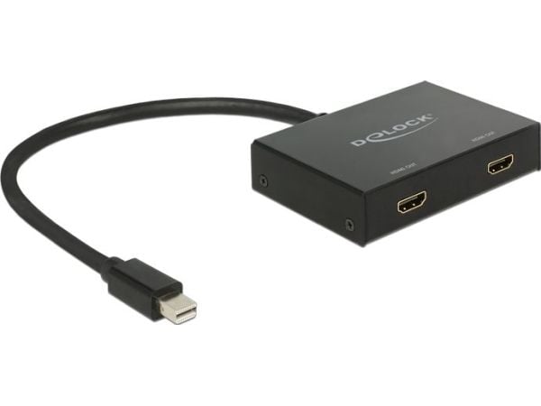 Delock Displayport 1.2 Splitter 1 x mini Displayport in > 2 x HDMI out 4K - Video/lyd-splitter - 2 x HDMI - stasjonær