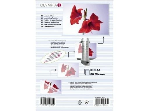 OLYMPIA - 80 mikroner - A4 (210 x 297 mm) 25 stk laminert teip