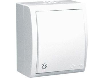 Kontakt-Simon AQS1L/11, Painikekytkin, Muovi, Valkoinen, IP54, 250 V, 10 A