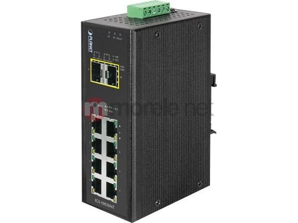 PLANET IGS-10020MT - Switch - Styrt - 8 x 10/100/1000 + 2 x Gigabit SFP - DIN-skinnemonterbar, veggmonterbar - AC 24 V / DC 12 - 48 V