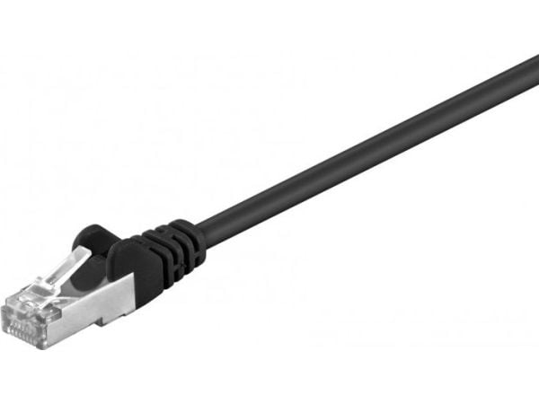 goobay - Koblingskabel - RJ-45 (hann) til RJ-45 (hann) - 3 m - SF/UTP - CAT 5e - formstøpt, uten hindringer - svart
