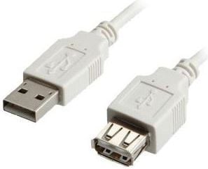 VALUE USB 2.0 Cable, Type A, 3.0 m, 3 m, USB A, USB A, Hankjønn/hunkjønn, 0,48 Gbit/s, Hvit