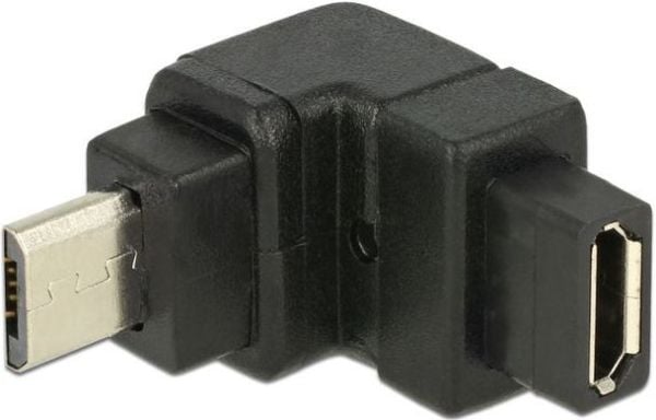 Delock - USB-adapter - Micro-USB type B (hunn) til Micro-USB type B (hann) - 90°-kontakt - svart