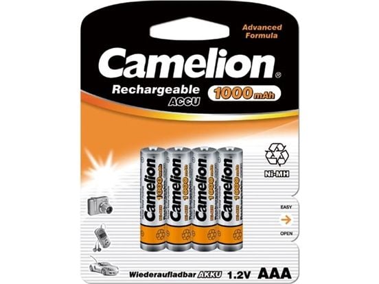Camelion NH-AAA1000BP4, Oppladbart batteri, AAA, Nikkelmetallhydrid (NiMH), 1,2 V, 4 stykker, 1000 mAh