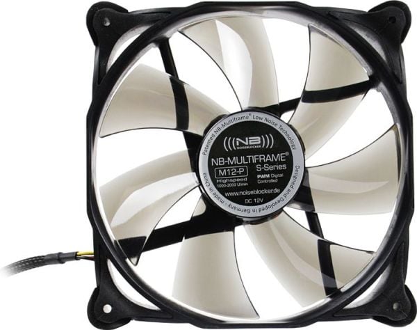 Noiseblocker Multiframe M12-P, Vifte, 12 cm, 2000 RPM, 133 m³/t, Sort