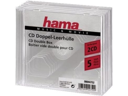 Hama - Fodral för arkiverings-CD - kapacitet: 2 CD - transparent (paket om 5)