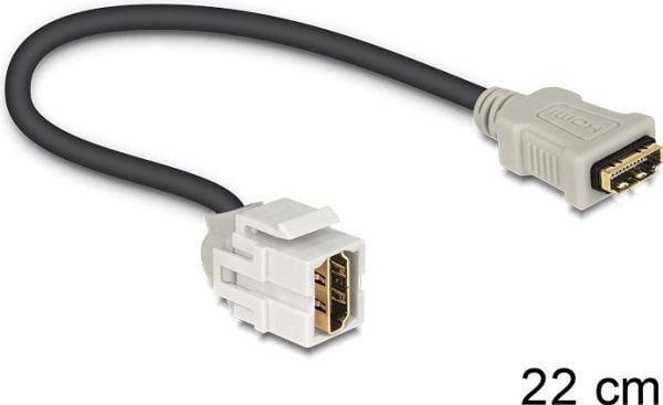 Delock Keystone Module HDMI female > HDMI female 110° with cable - HDMI-kabel - HDMI hunn til HDMI hunn - 22 cm