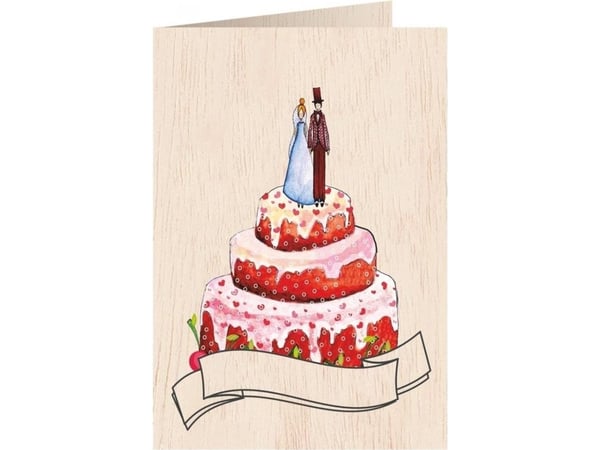 Träkort C6 + kuvert Wedding cake