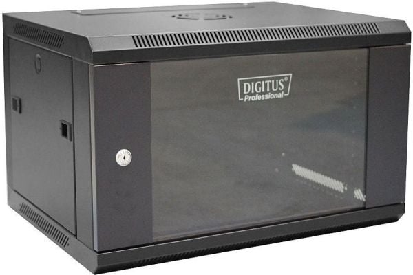 Digitus DN-W19 06U/450/B, Veggmonterbar hylle, 6U, 60 kg, Nøkkellås, Sort