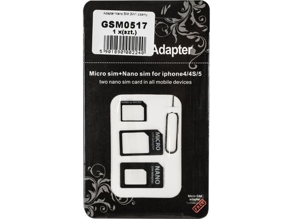 M-Life Nano Sim 3in1 -sovitin musta (GSM0517)