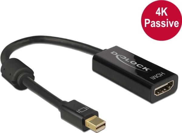 Delock - Video adapter - Mini DisplayPort hann til HDMI hunn - 20 cm - svart - 4K-støtte