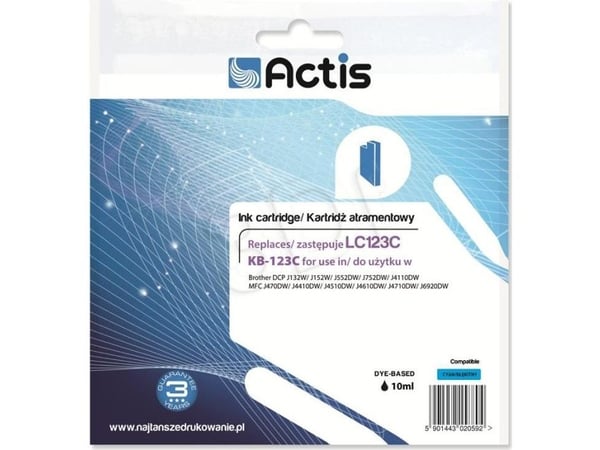 Actis KB-123C, Standard utskriftsproduksjon, Fargestoffbasert blekk, 10 ml, 1 stykker, Enkeltpakke