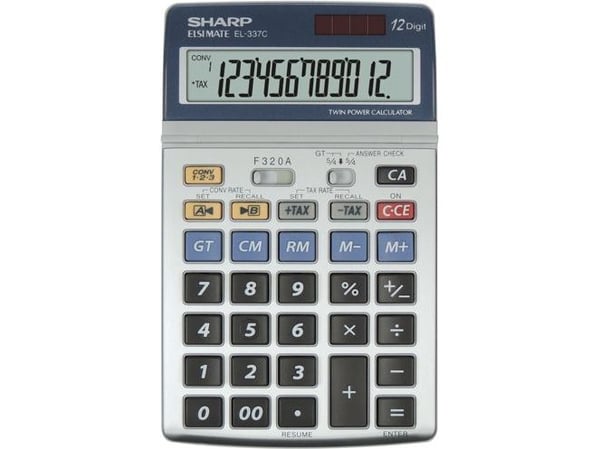 Sharp EL-337C - Skrivebordskalkulator - 12 sifre - batteri, solpanel