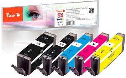 Peach 320123, Musta, Syaani, Magenta, Keltainen, Väriainepohjainen muste, 8,5 ml, 5 kpl, Monipakkaus