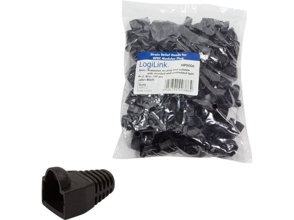 LogiLink MP0006, Kaapelikenkä, musta, RJ-45, 100 kpl