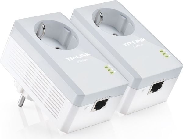 TP-Link TL-PA4010PKIT AV500+ Powerline Kit with AC Pass Through - Strømlinjeadaptersett HomePlug AV (HPAV) - veggpluggbar (en pakke 2)