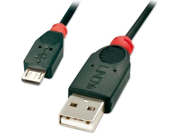 Lindy 2m USB A/micro-B kaapeli, 2 m, USB A, Micro-USB B, uros-/urosliitin, 0,48 Gbit/s, musta