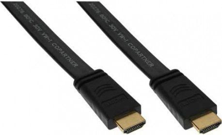 InLine High Speed HDMI flat cable with Ethernet - Video/audio/verkkojohto - HDMI - HDMI, 19-nastainen (M) - HDMI, 19-nastainen (M) - 0,5 m - Musta ...