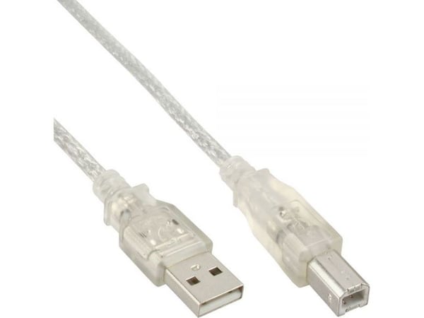 InLine 34505T, 0,5 m, USB A, USB B, Uros/uros, 0,48 Gbit/s, Läpinäkyvä